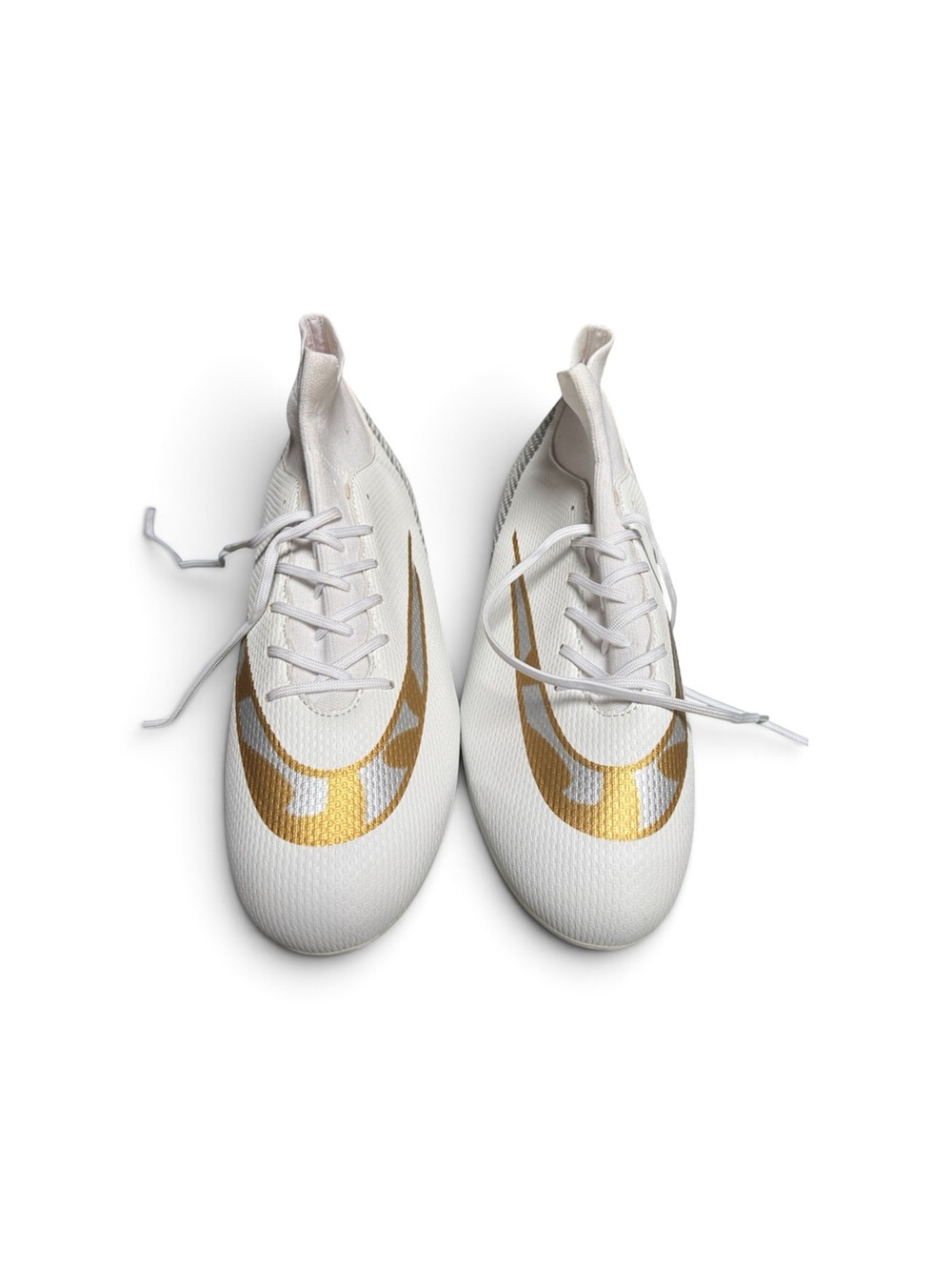 White men  Athletic  soccer Shoes with Gold Accent